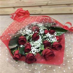 A traditional red rose bouquet
